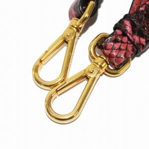 PRADA パイソン柄 ショルダーストラップ レザー ピンク 黒 /KH OH