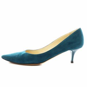 JIMMY CHOO パンプス ポインテッドトゥ ヒール スエード 35 緑 グリーン