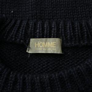 COMME des GARCONS HOMME ニット セーター 長袖 クルーネック ウール 切替 紺 ネイビー 黒 ブラック