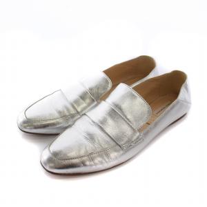 ローファー モカシン スリッポン シューズ 38 シルバー /YM