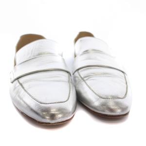 FABIO RUSCONI ローファー モカシン スリッポン シューズ 38 シルバー /YM