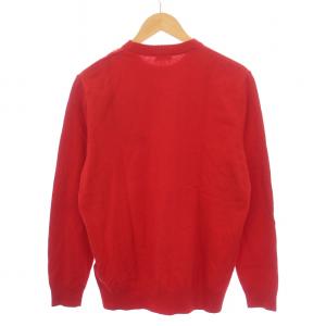 DIESEL ニット セーター 長袖 クルーネック ロゴ刺繍 ウール S 赤 /BM