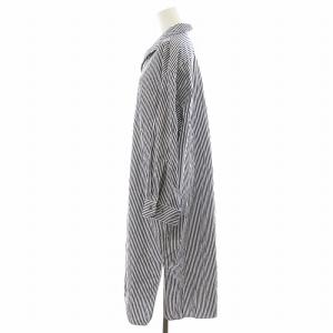 24SS オープンカラーシャツワンピース ロング丈 長袖 ストライプ 24SS オープンカラーシャツワンピース ロング丈 長袖 ストライプ
