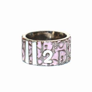 リング 指輪 トロッター柄 メタル 11号 ピンク シルバーカラー /YT OH