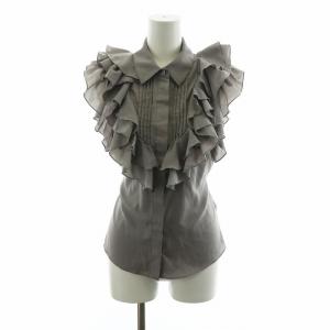 シャツ ブラウス ノースリーブ フリル インナー付き F グレー SWFB214101