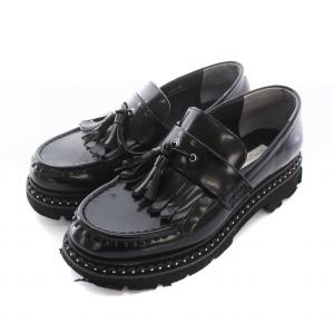 キルトタッセル ローファー モカシン フリンジ シューズ 36 黒 8430