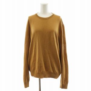 ニット カットソー 長袖 ウール 絹 シルク M 茶 ブラウン /AN40