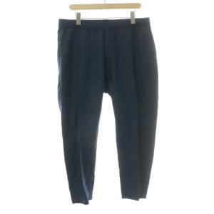 テーパードパンツ スラックス イージー ウエストゴム ウール 52 紺 ネイビー /BB