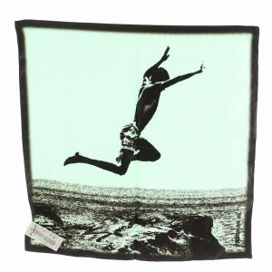 JIL SANDER 24AW Jumping Man スカーフ シルク 絹 緑 グリーン 黒 ブラック J54TF0002