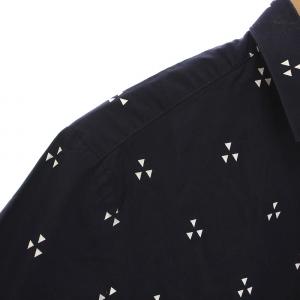 Neil Barrett SLIM FIT スリムフィットシャツ 総柄 半袖 37/14.5 ネイビー BCM390 A0405