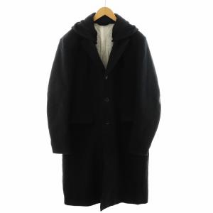 W-DEXTY チェスターコート ロング丈 フード ウール アウター 50 黒 ブラック /AN38