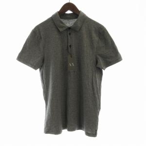 タグ付き ポロシャツ ボーダー 半袖 M 黒 ブラック グレー /RO