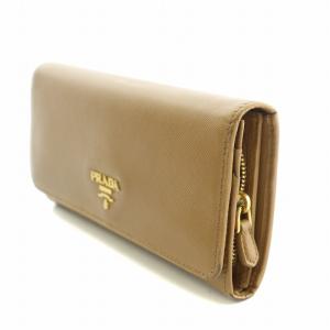 PRADA 長財布 ロングウォレット サイファーノレザー ロゴ 装飾 茶 ブラウン
