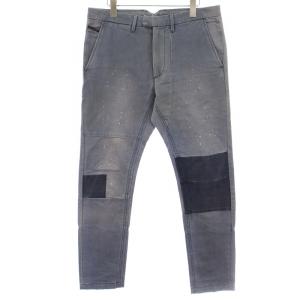 チノパン デニム スリム スキニー ペイント加工 ヴィンテージ加工 30 水色 /DK