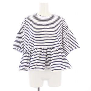 ボーダーヘムフリルカットソー 半袖 F 紺 白 YR11-24112K /KH