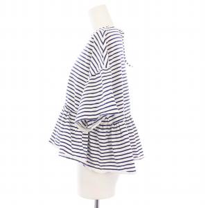 yori ボーダーヘムフリルカットソー 半袖 F 紺 白 YR11-24112K /KH