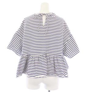 yori ボーダーヘムフリルカットソー 半袖 F 紺 白 YR11-24112K /KH