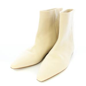 2.5インソールショートブーツ スクエアトゥ レザー 38 24-24.5cm 白 /TK