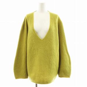 スーパーファイン ラムズウール リブ ニット セーター 長袖 ウール 1 ライムイエロー WHFL-UW125