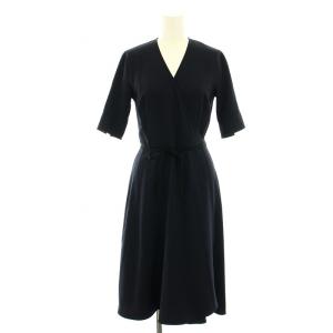 22AW シンディー CINDY カシュクールワンピース ひざ丈 五分袖 小さいサイズ 30 紺 ネイビー