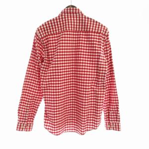 BURBERRY BLACK LABEL カジュアルシャツ チェック 長袖 2 赤 レッド 白 ホワイト D1M02-101-18