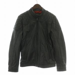 レザージャケット 革ジャン ライダース スタンドカラー アウター ジップアップ S 黒 ブラック /BB