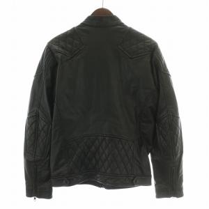 DIESEL レザージャケット 革ジャン ライダース スタンドカラー アウター ジップアップ S 黒 ブラック /BB