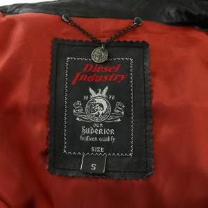 DIESEL レザージャケット 革ジャン ライダース スタンドカラー アウター ジップアップ S 黒 ブラック /BB