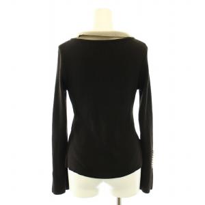 René フェイクパールニット セーター 長袖 リブ編み 36 茶 ブラウン ベージュ 6932330