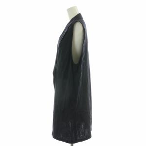 Leilian ベスト ジレ ロング丈 シングル ストレッチ F 紺 ネイビー /BB