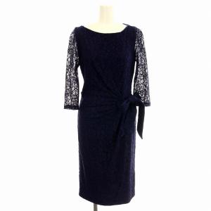 レース タイトワンピース 115-7248102 花柄 ワンピース ひざ丈 リボン 2 ネイビー /G