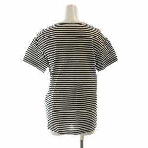 N°21 Tシャツ カットソー ボーダー ロゴ 半袖 36 黒 ブラック 白 ホワイト 19SW-F012-4196