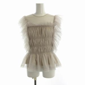 24SS チュールシャーリングトップス ブラウス カットソー シアー シースルー 半袖 F アイボリー