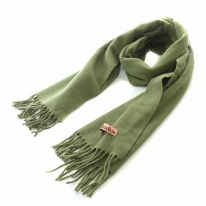 マフラー フリンジ ウール ロゴ カーキ /BB