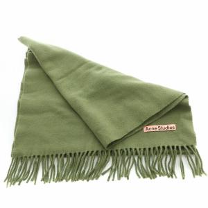 Acne Studios マフラー フリンジ ウール ロゴ カーキ /BB