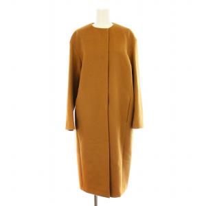 20AW ウールアンゴラビーバー ノーカラーコート SCWOBW0503 ロング 36 キャメル /KU