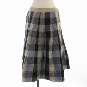 フレアスカート ひざ丈 チェック 2 青 ブルー 578132019 /EE