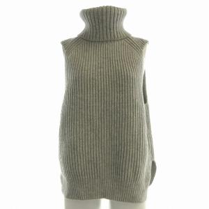 タートルネック ニット ノースリーブ カットソー カシミヤ混 グレー