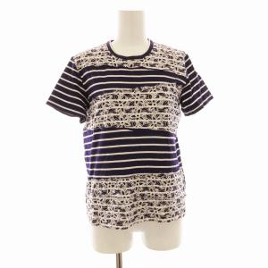 カットソー Tシャツ レース 半袖 ボーダー 紫 パープル AD2003TJT047 /EE