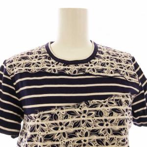 Tao カットソー Tシャツ レース 半袖 ボーダー 紫 パープル AD2003TJT047 /EE