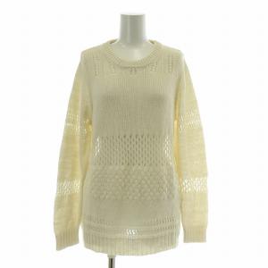 ニット セーター 長袖 クルーネック 編み込み 麻 リネン 0 アイボリー タグ付き /BB