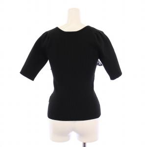 STRAWBERRY-FIELDS フロッキードットチュールリボンニット カットソー 半袖 2 黒 45-17705 /BM