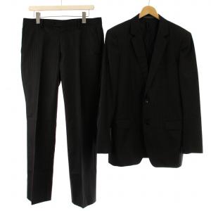 スーツ フォーマル セットアップ 上下 ストライプ ジャケット シングル パンツ 黒 ブラック /DK