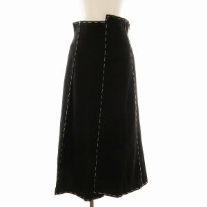 フレアスカート ロング 刺繍 M 黒 ブラック 018190100