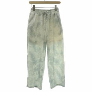 23AW イージーパンツ ストレート ウエストゴム サイドライン ベロア S 水色 ライトブルー シルバー