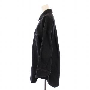 Ameri VINTAGE RAKISH COCOON SHIRT デニムシャツ ブラウス 長袖 カットオフ F 黒 01010441030