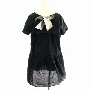 BLUE LABEL CRESTBRIDGE チュニック カットソー 55P02-406-29 半袖 Tシャツ リボン 38 ネイビー 紺