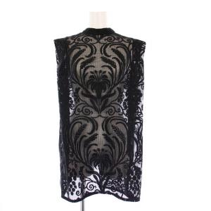 23SS CHLOE BOX TUCK TOP クロエ ボックスタック ブラウス ノースリーブ F ブラック