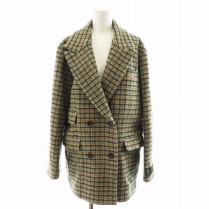 21AW ECO WOOL BIG JACKET テーラードジャケット ダブル チェック柄 F 茶 ブラウン