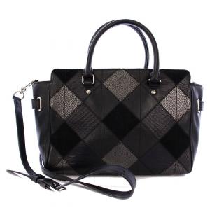 COACH スワッガー キルト パッチワーク レザー 2WAY ハンドバッグ ショルダーバッグ ブラック F55666